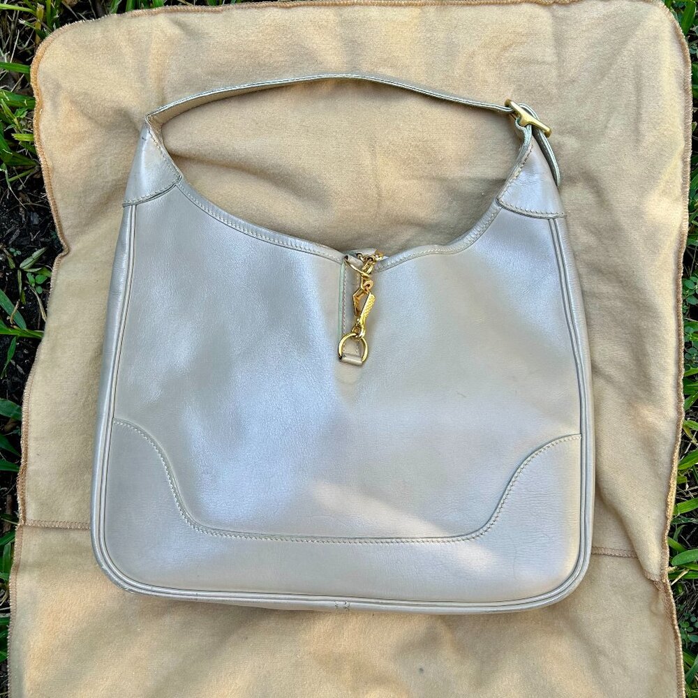 Vintage Argile Box Leather Hermes Trim 31 Gold Hardware